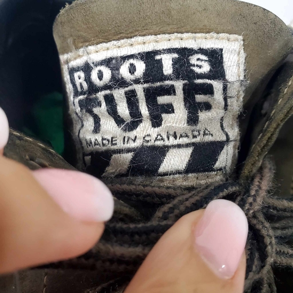 Vintage Roots 90s Hiking Boot Nubuck Leather LaceUp Lug Sole Green Olive - Picture 10 of 13